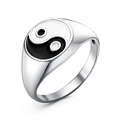Кольцо Инь и Янь из серебра с эмалью
