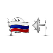 Значок Флаг России из серебра с эмалью

