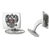 Запонки Герб России из серебра с эмалью
