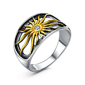 Кольцо Солнце из серебра с фианитами
