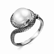 Кольцо Змея из серебра с жемчугом
