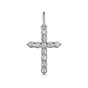 Подвеска крест из серебра с ювелирным стеклом
