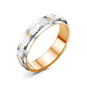 Обручальное кольцо из золоченого серебра с алмазной гранью
