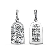 Подвеска иконка Владимирская Божия Матерь из серебра
