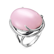Кольцо из серебра с иск. розовым кварцем

