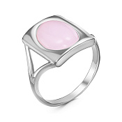 Кольцо из серебра с иск. розовым кварцем
